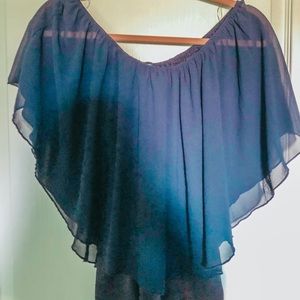 Navy Off the Shoulder Top